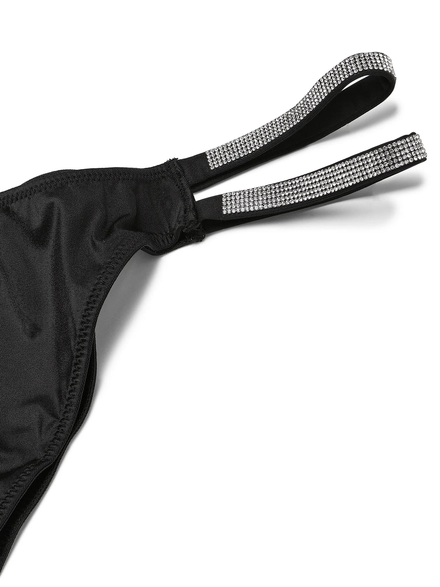 Very Sexy Double Shine Strap Satin Brazilian Panty, Black