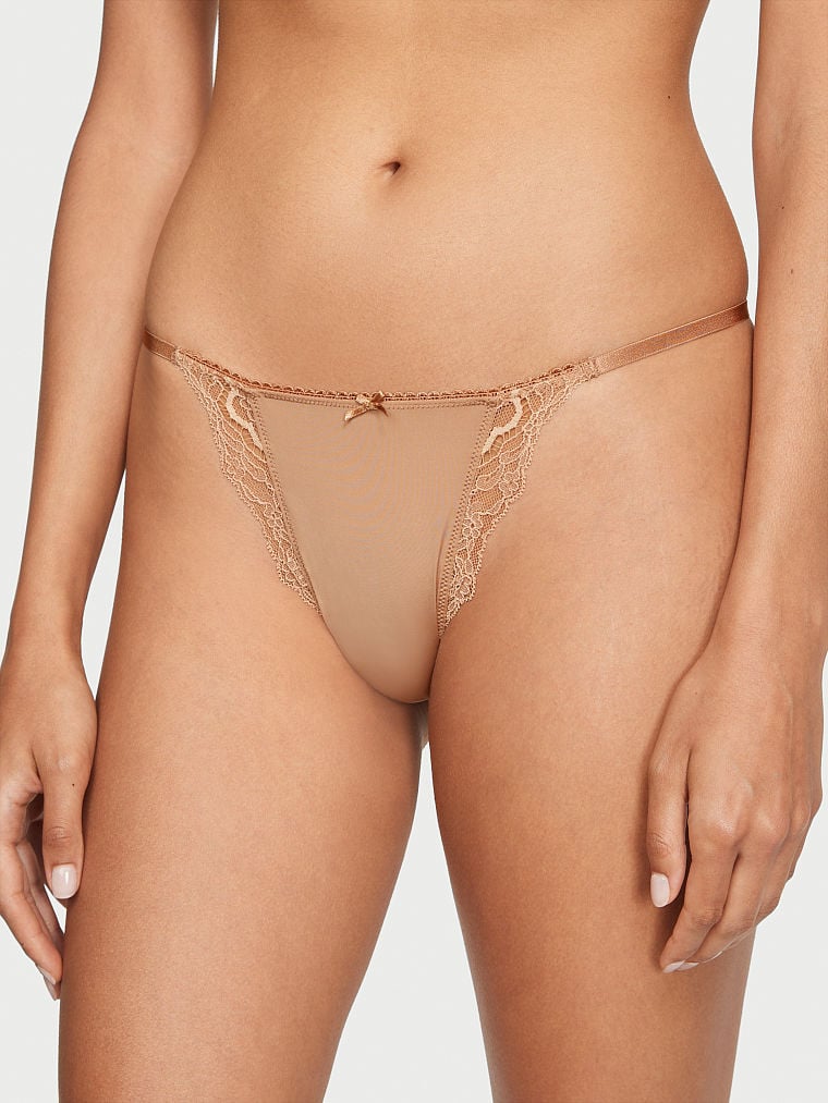 Lace-Trim String Bikini Panty
