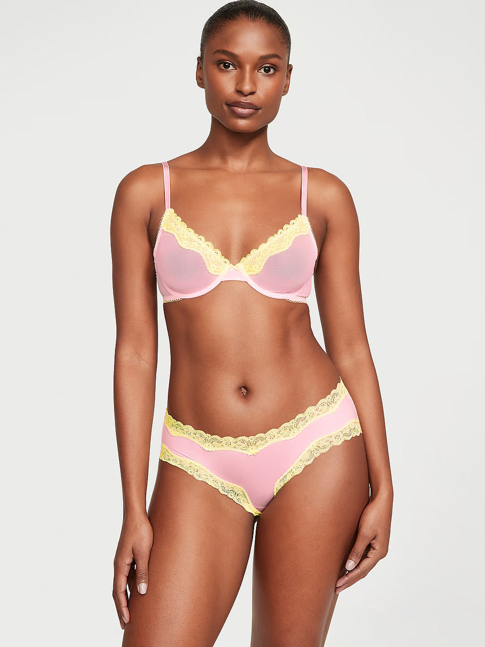 Tease Lace-Trim Satin Cheeky Panty