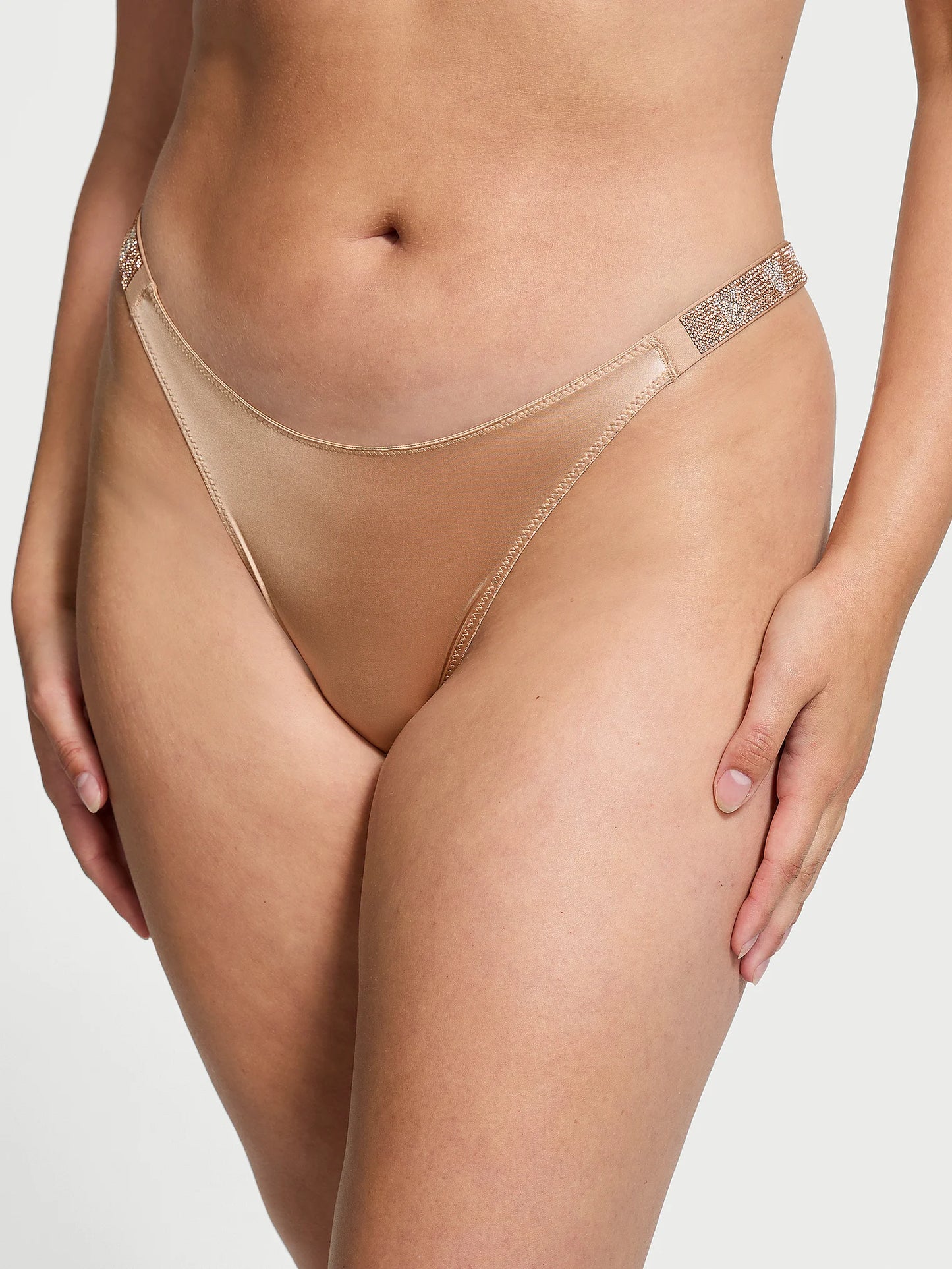 Very Sexy Shine Strap Brazilian Panty, Praline