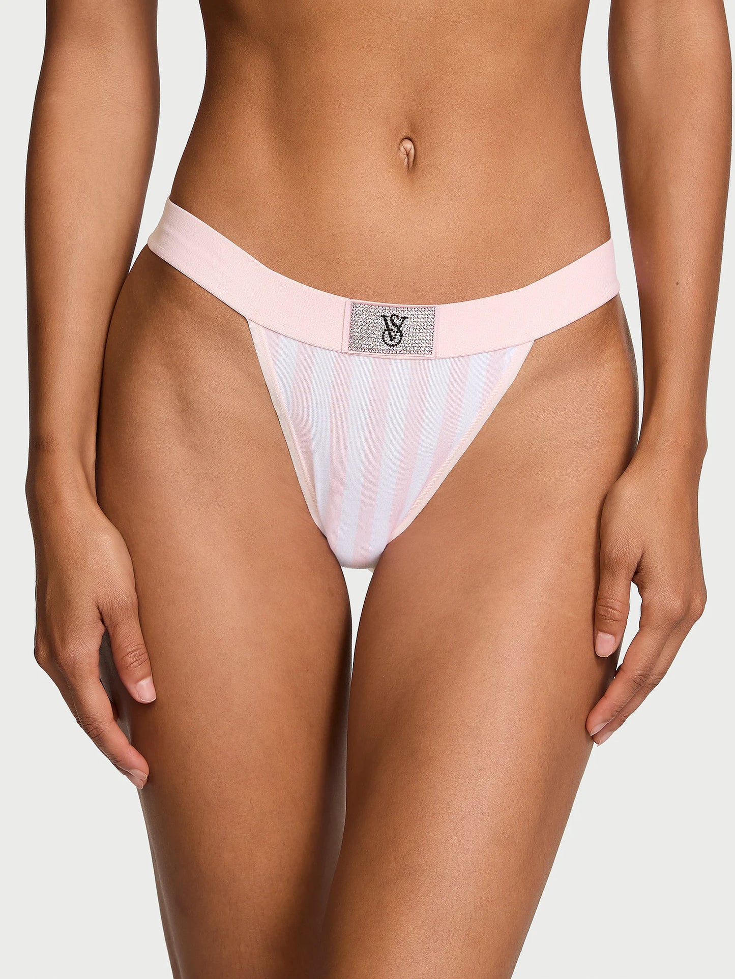 Shine Patch Logo Cotton Tanga Panty