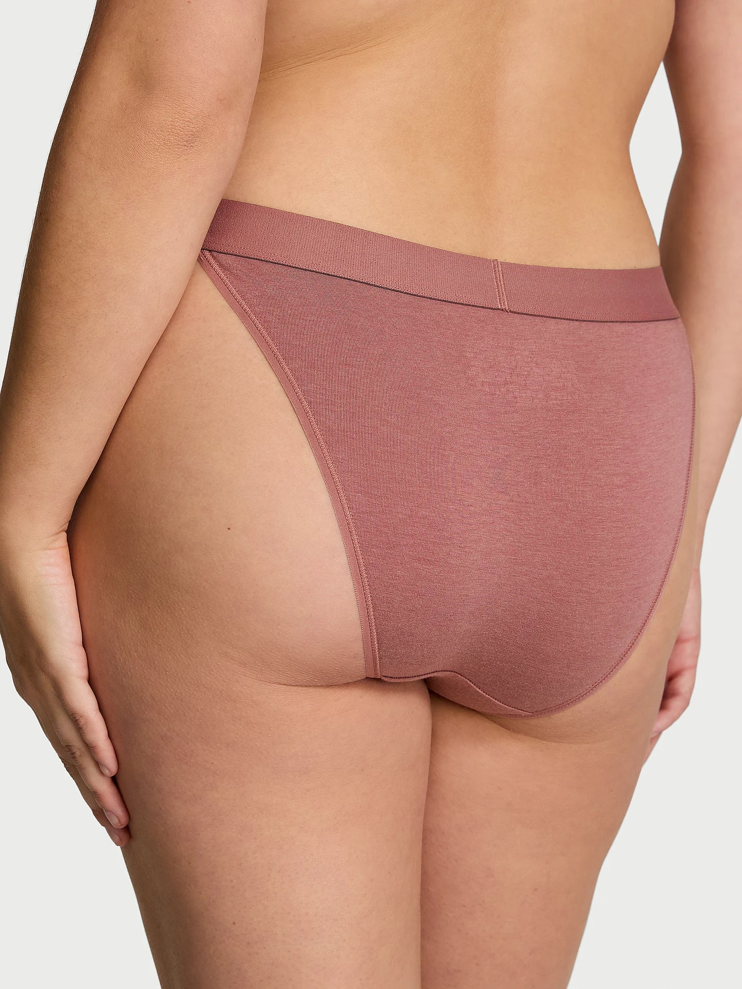 Shine Patch Logo Cotton Tanga Panty, Vintage Rose