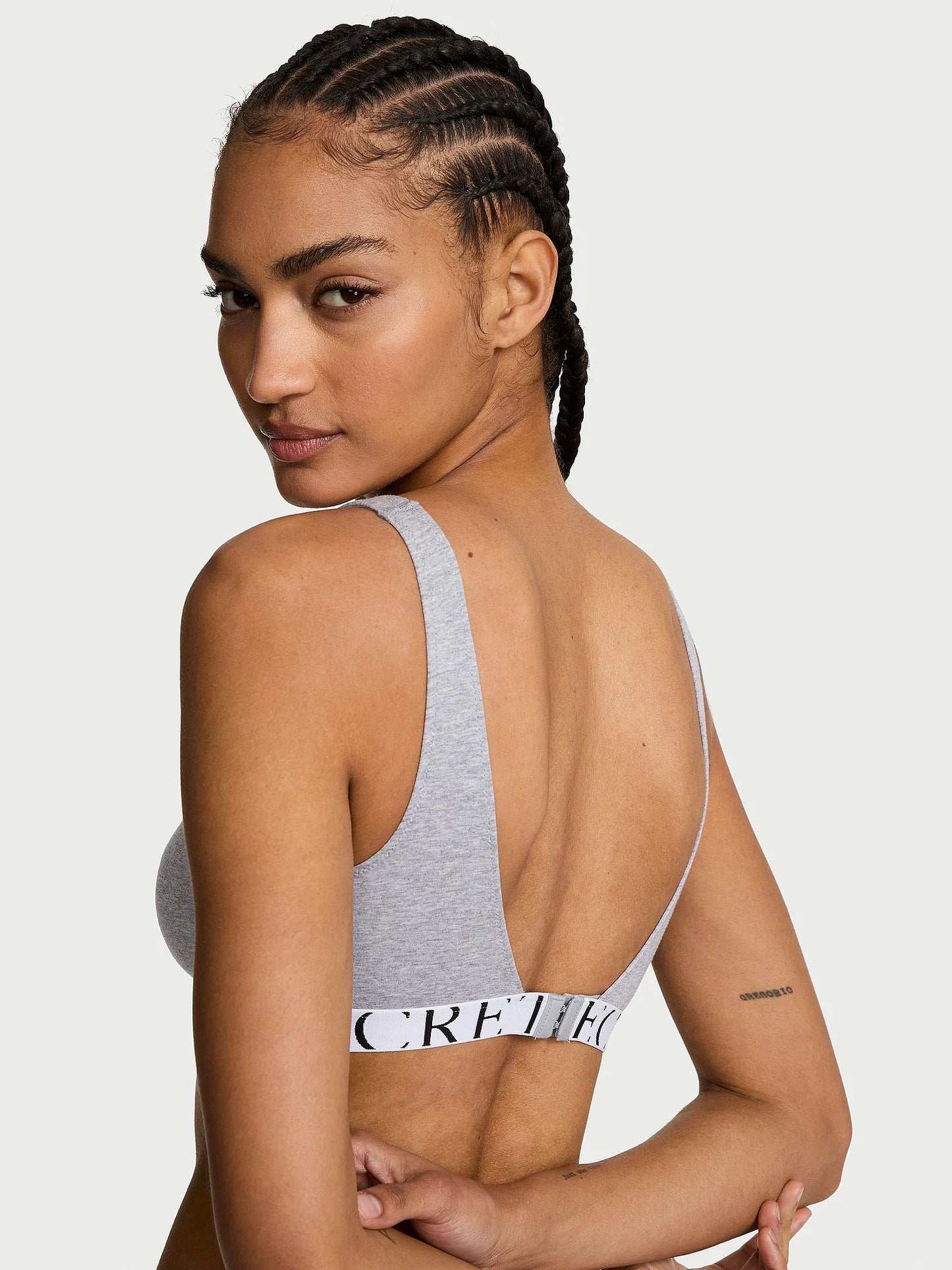 The T-shirt Cotton Exploded Logo Unlined Plunge Bralette-Grey