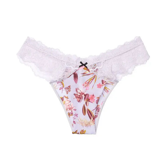 Satin & Lace Trim Brazilian Panty