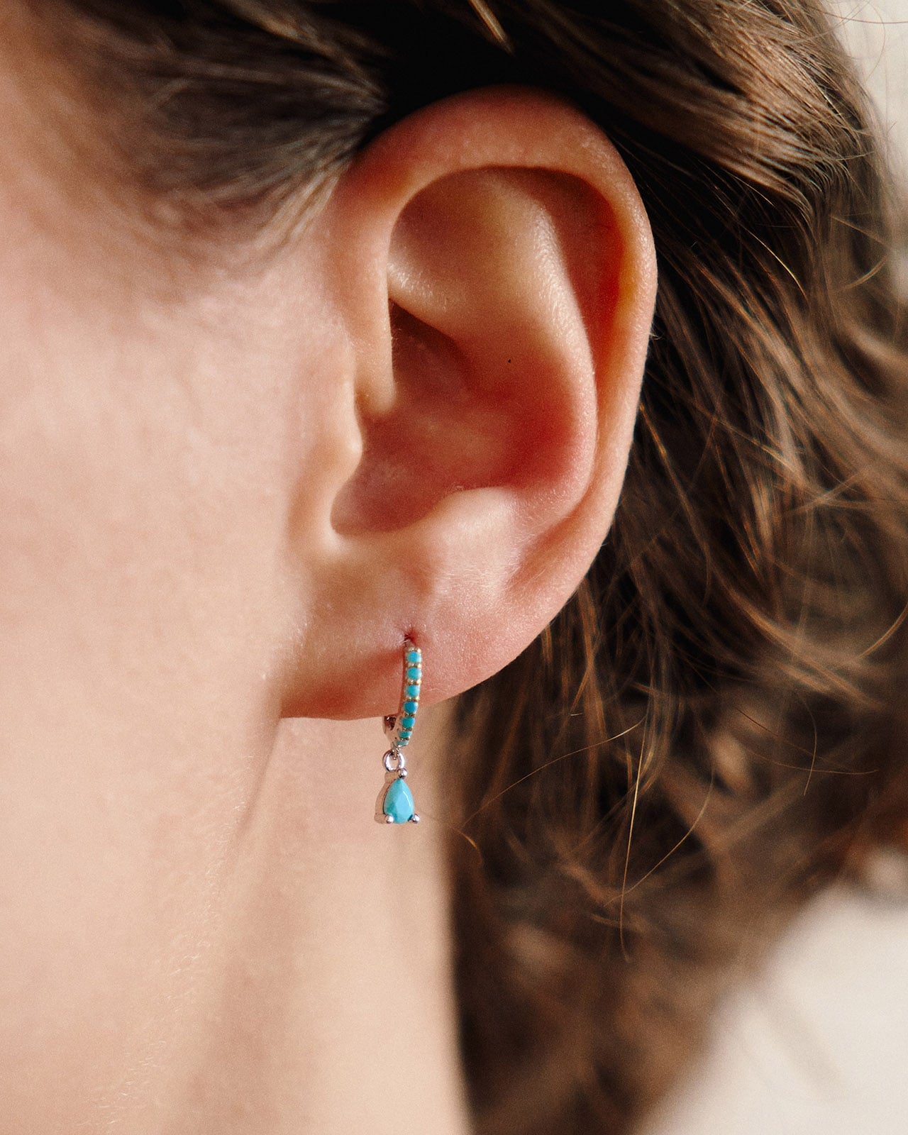 Tear Hoop Earrings (Turquoise)
