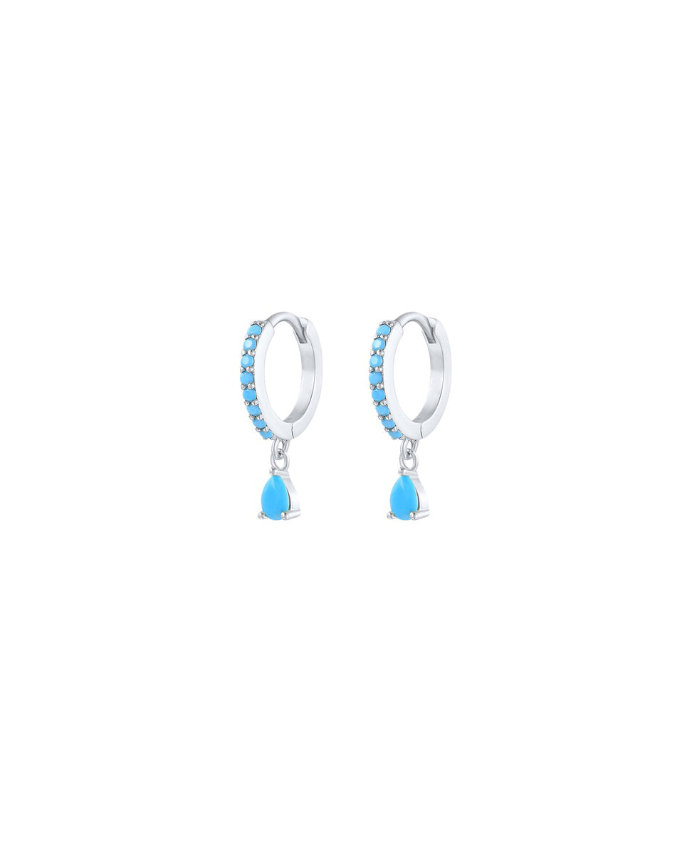 Tear Hoop Earrings (Turquoise)
