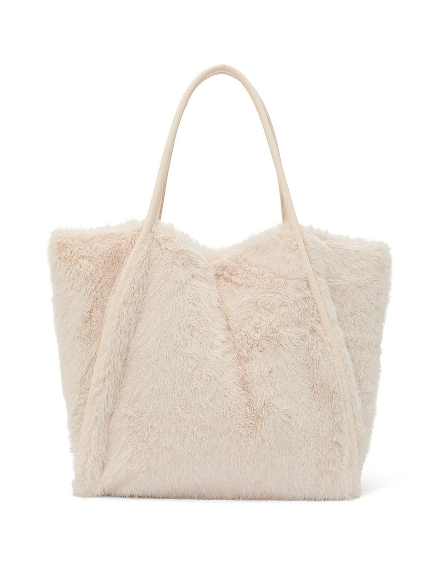 Cozy Faux Fur Logo Tote Bag