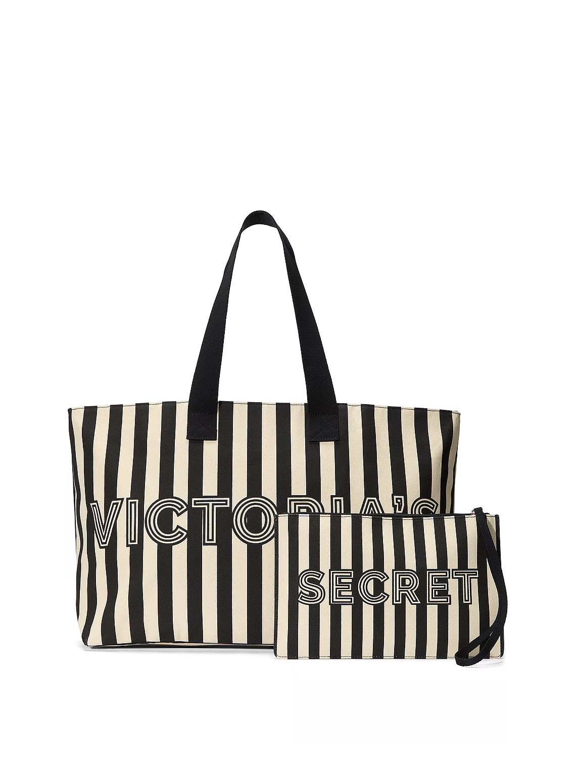 Graphic Stripe Tote & Wristlet Pouch Set