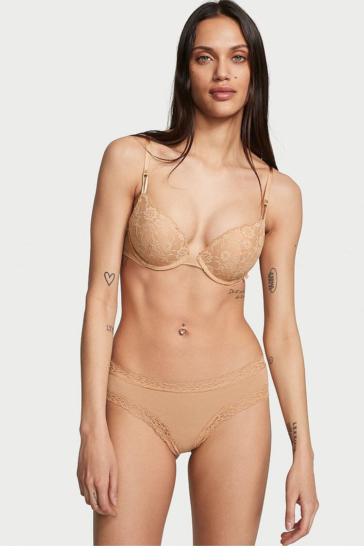 The Lacie Lace-Waist Cotton Cheeky Panty