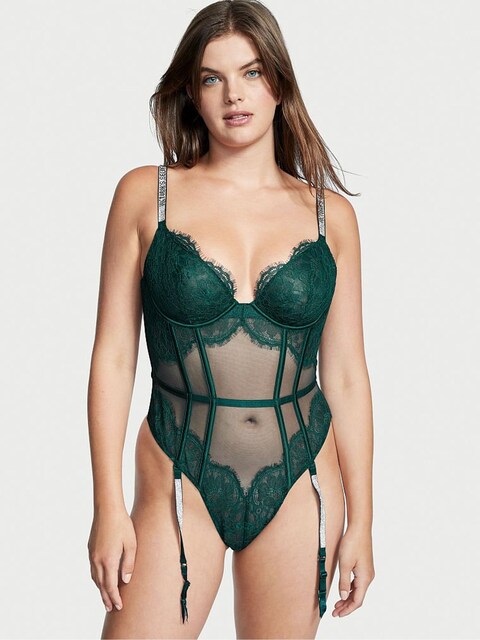 Very Sexy Shine Strap Lace Teddy with Garters