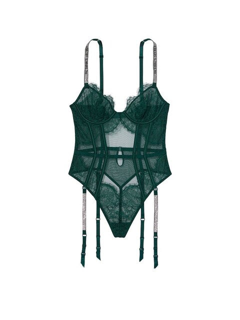 Very Sexy Shine Strap Lace Teddy with Garters