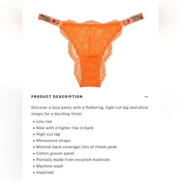 Shine Strap Lace Thong Panty