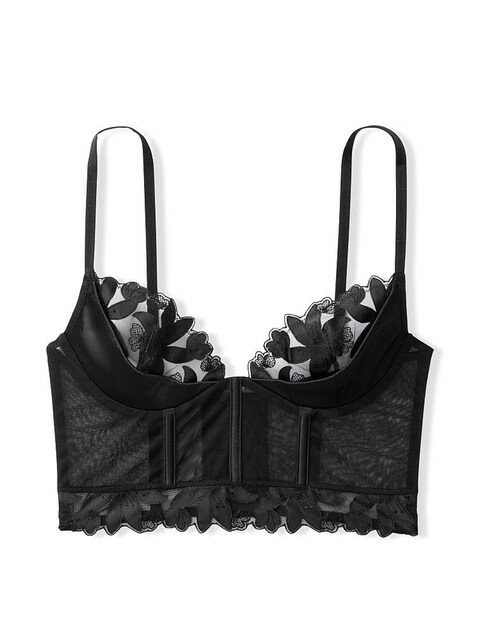 Floral Embroidered Lace Unlined Corset Bra Top