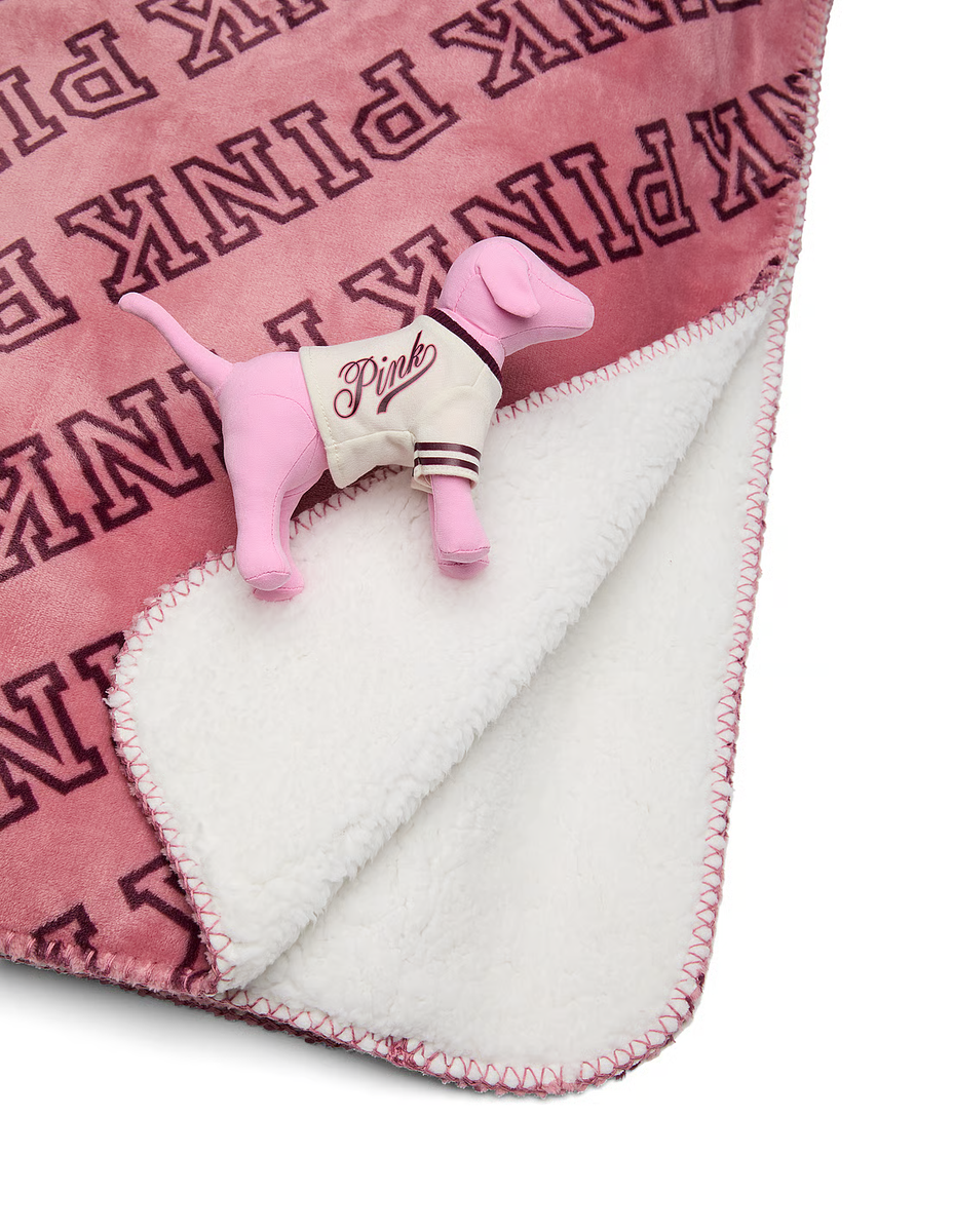 VICTORIA'S SECRET PINK ブランケット+ ミニ ドッグ Soft Fleece, Sherpa Blanket with free Mini Dog – Secret Wings Cy