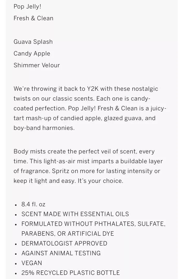 Pop Jelly Fresh & Clean Body Mist
