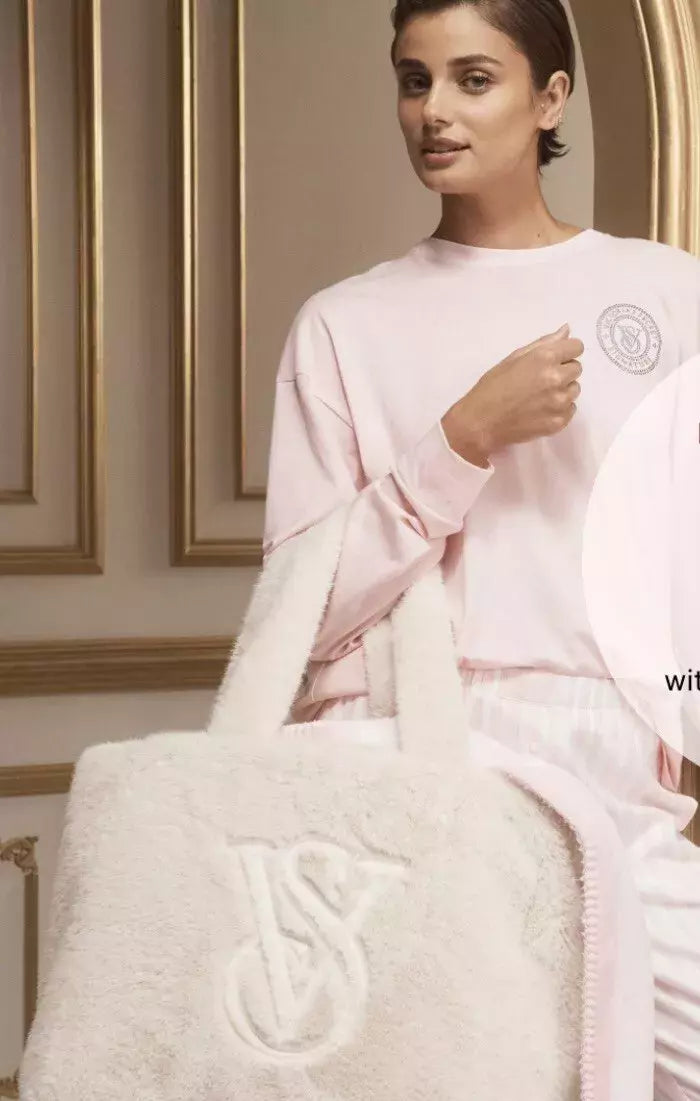 Cozy Faux Fur Logo Tote Bag