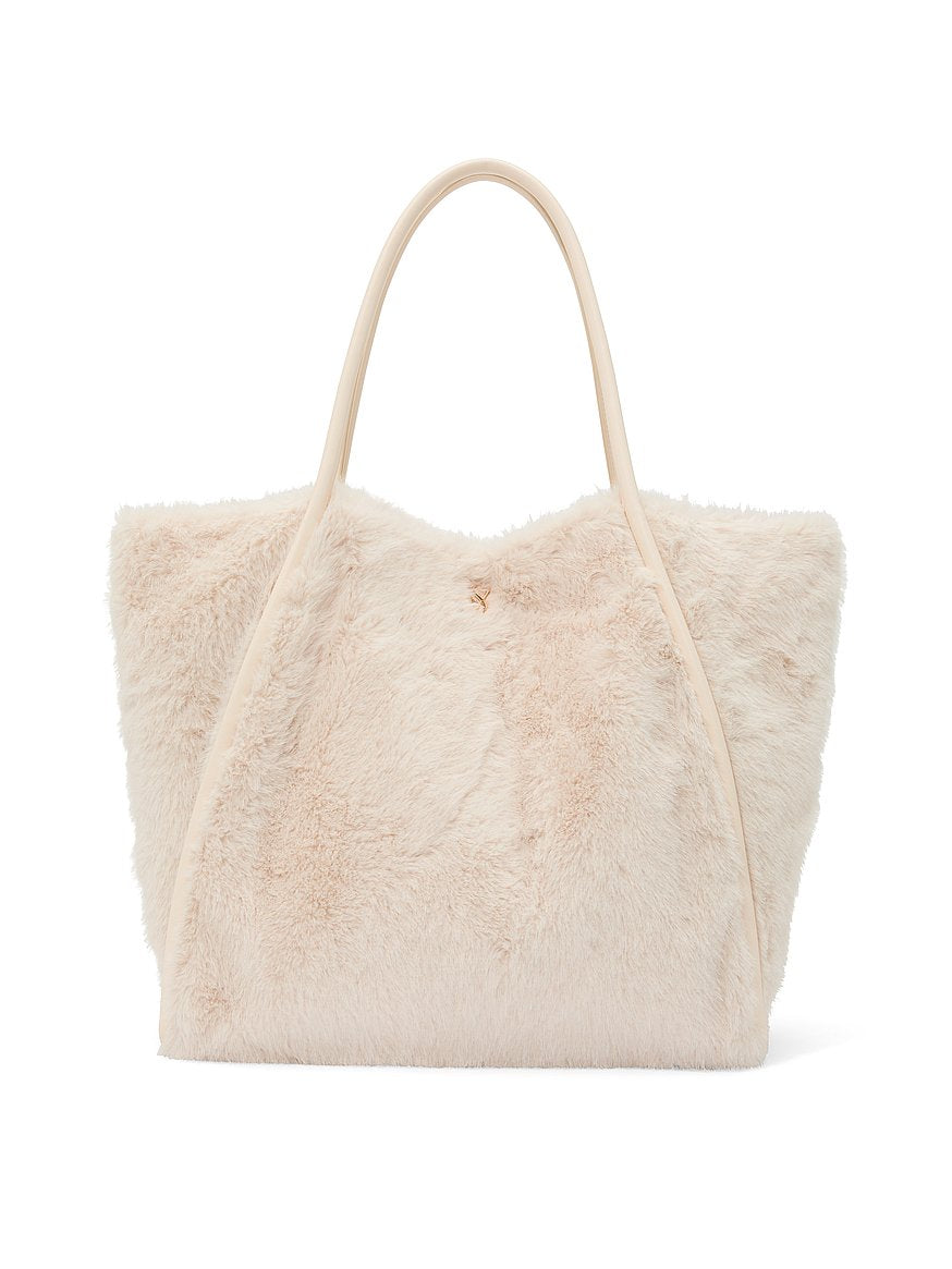 Cozy Faux Fur Logo Tote Bag