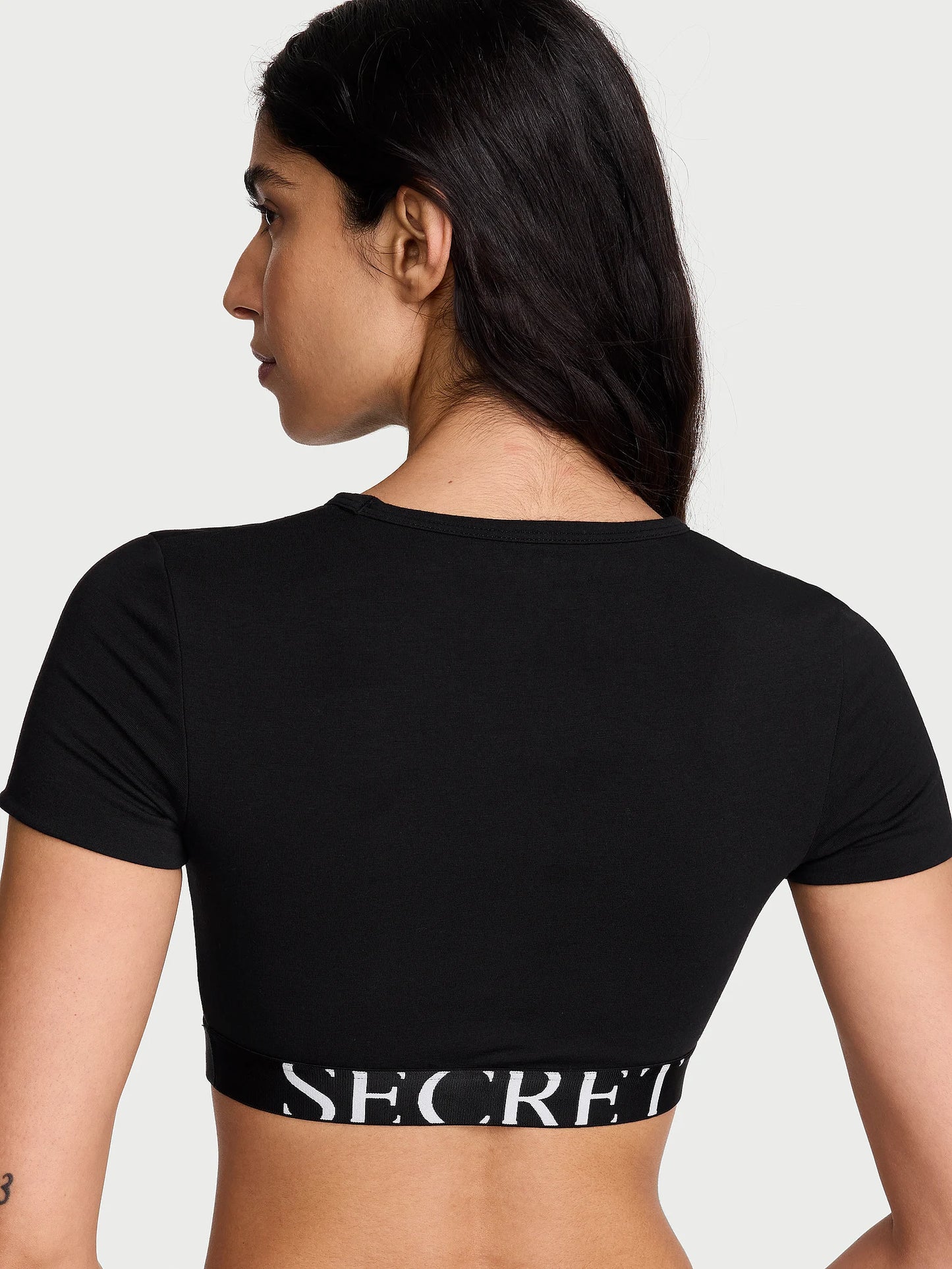 The T-shirt - Cotton, Short-Sleeve Bralette Crop Top