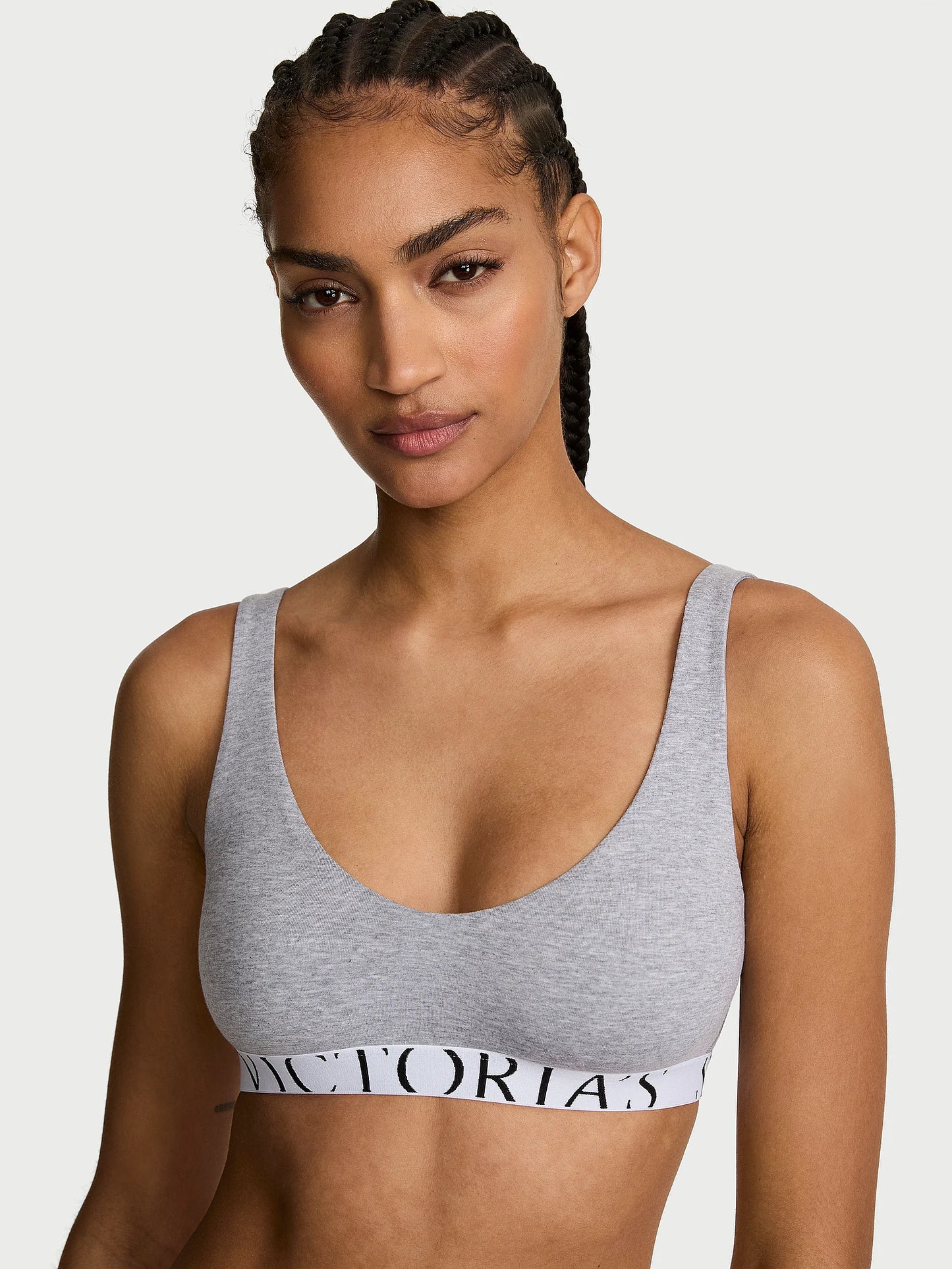 The T-shirt Cotton Exploded Logo Unlined Plunge Bralette-Grey