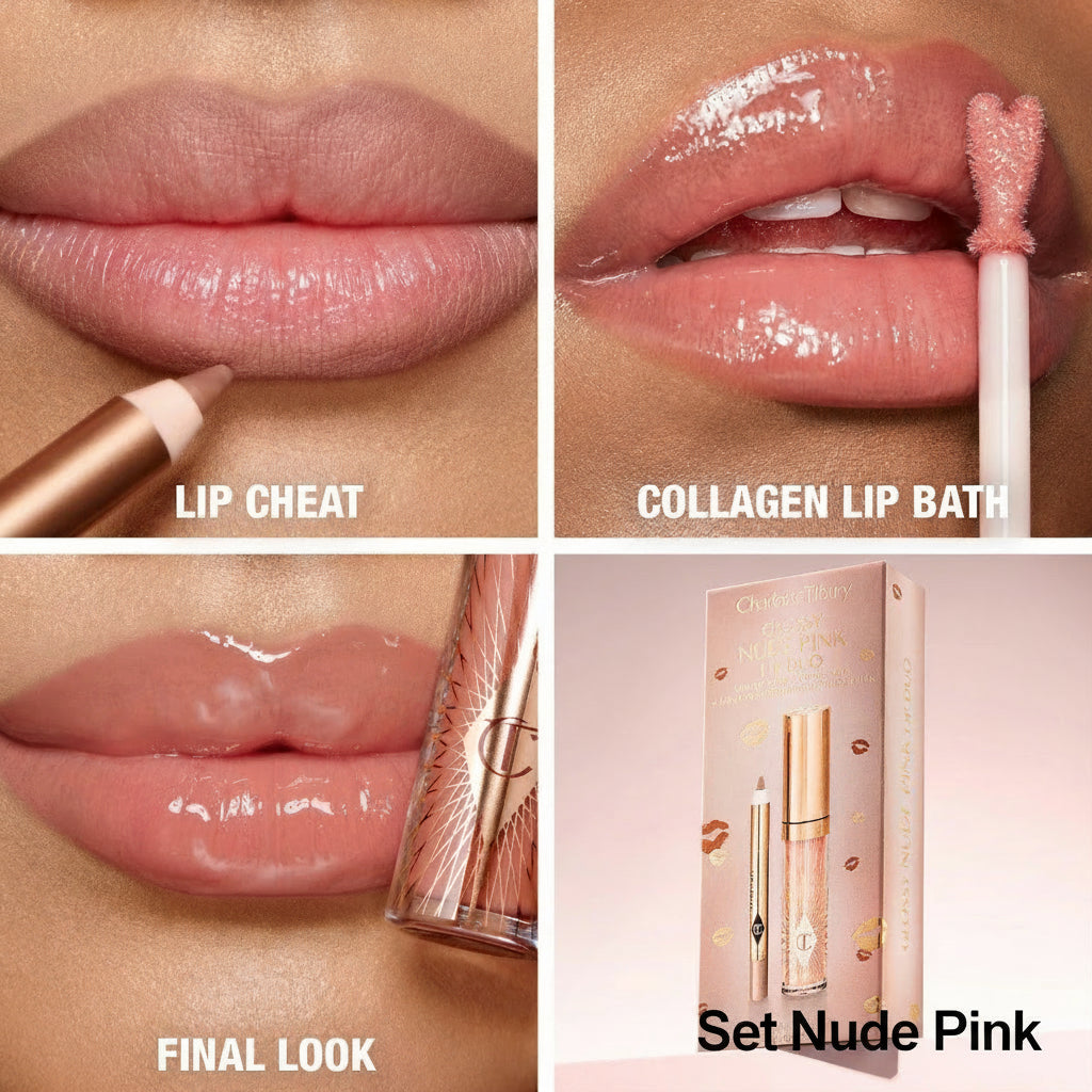 Mini Glossy Pink Lip Gloss + Lip Liner Set